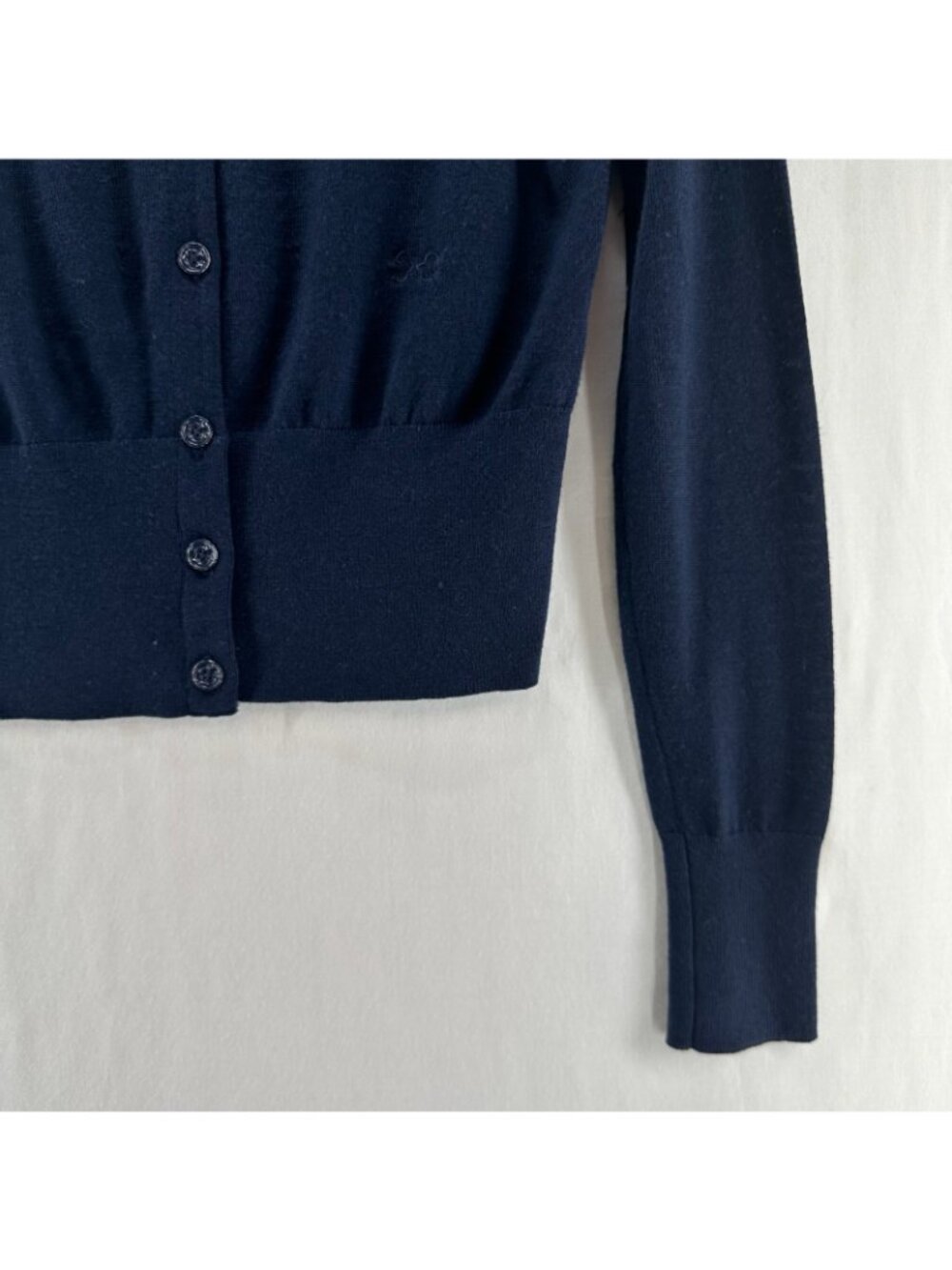 C. Wonder Merino Wool Cardigan Sweater Womens 2XS Button Up V-Neck Cropped Blue - Picture 6 of 8
